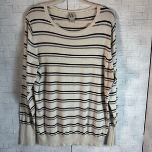 Worthington light rate striped sweater swoop gold silver black plus size